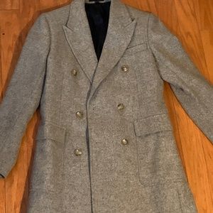 J CREW MEN'S PEAK LAPEL 100% HARRIS TWEED OVERCOAT